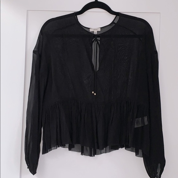 Aritzia Wilfred Sheer Black Blouse - Picture 1 of 7